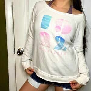 Hollister White Sequin Sweatshirt